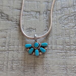 Vintage Zuni Native American Multistone Turquoise Pendant